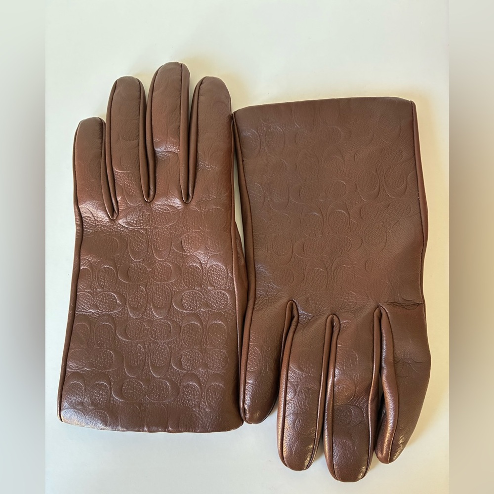 Coach Embossed Leather Gloves